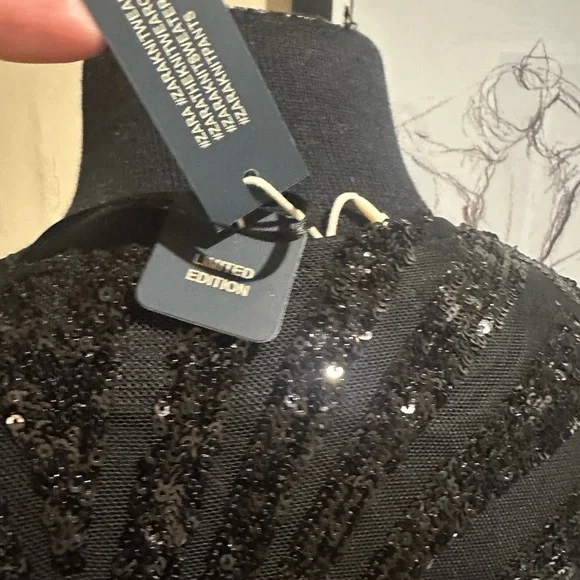 NEW Black Sequin Long Sleeve Dress - Picture 9 of 9